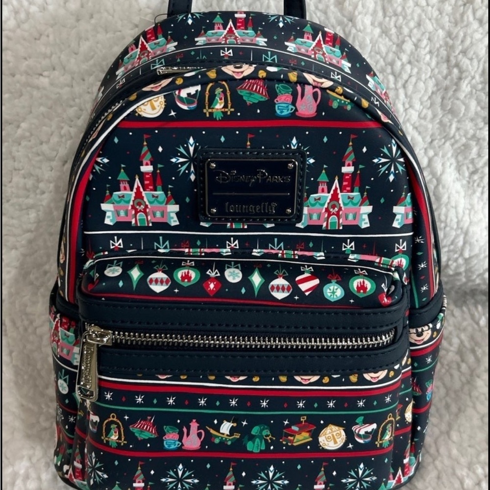 Disney Parks Loungefly Christmas Backpack Ugly Sweater 2020 NWT Castle.